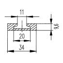 Rail darrimage Airline aluminium L 2998 mm non percé, L 34 mm, H 9,6 mm