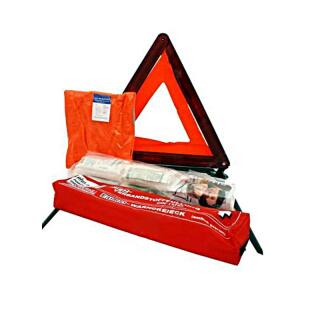 Trousse de premiers secours rouge en 3 parties avec triangle davertissement et gilet davertissement
